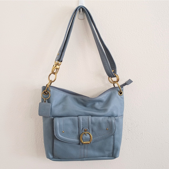 Stone Mountain Handbags - Stone Mountain Light Blue Pebble Leather Convertible Crossbody Shoulder Bag